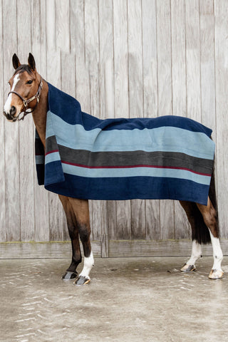 Fleecefilt Stripes 140*160 Navy/Grey