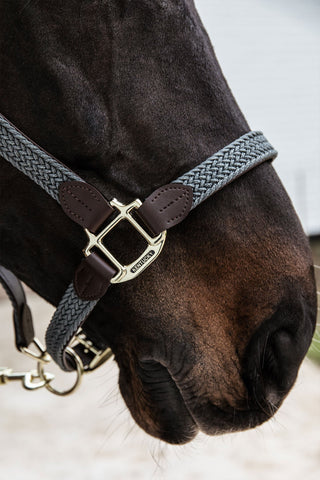 Geflochtenes Nylon-Lederhalfter Schwarz