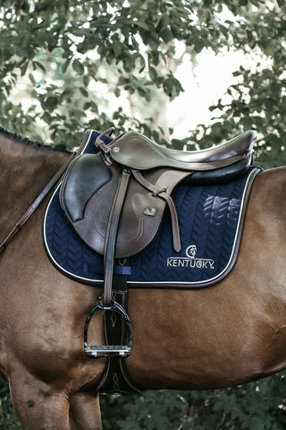 Leather Jumping Saddle Pad Navy