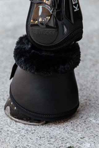 Artificial Leather Boots with Artificial Sheepskin Black/Cream