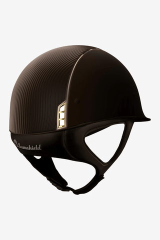 Samshield Shadowmatt Leather Top Guld Blazon Glossy Ivory Trim Dressage